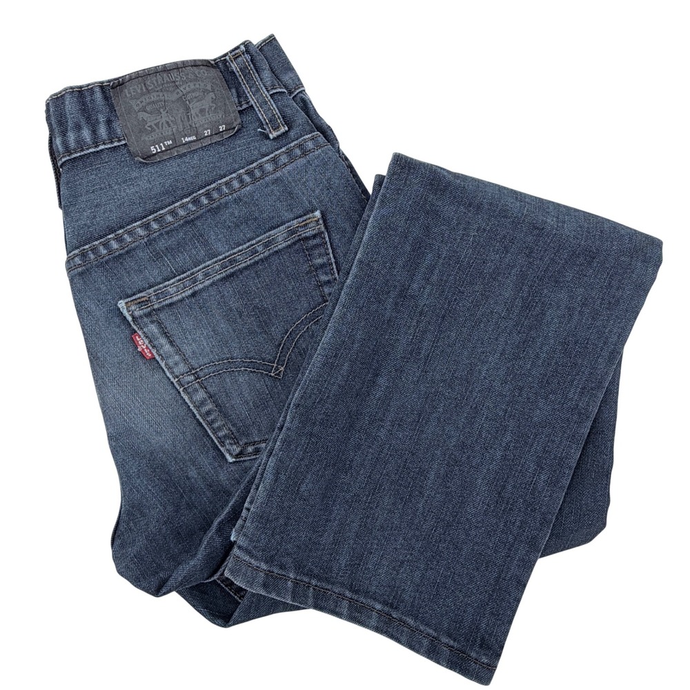 Levi's 511 Slim Jeans Kids 14 Regular Blue Good Dark Wash‎ Stretch Denim Pants